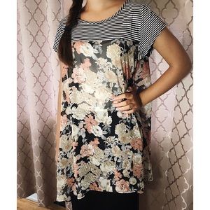 Floral and Striped Top